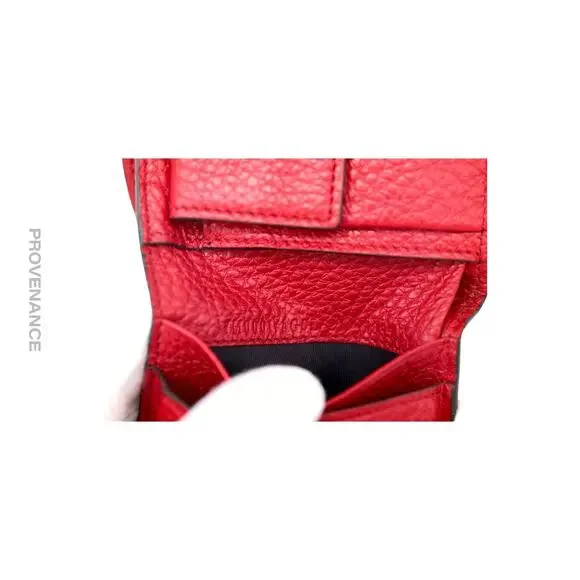 🔴 Fendi  FF Logo Bifold Wallet - Pebbled Red Leather - Picture 9 of 11